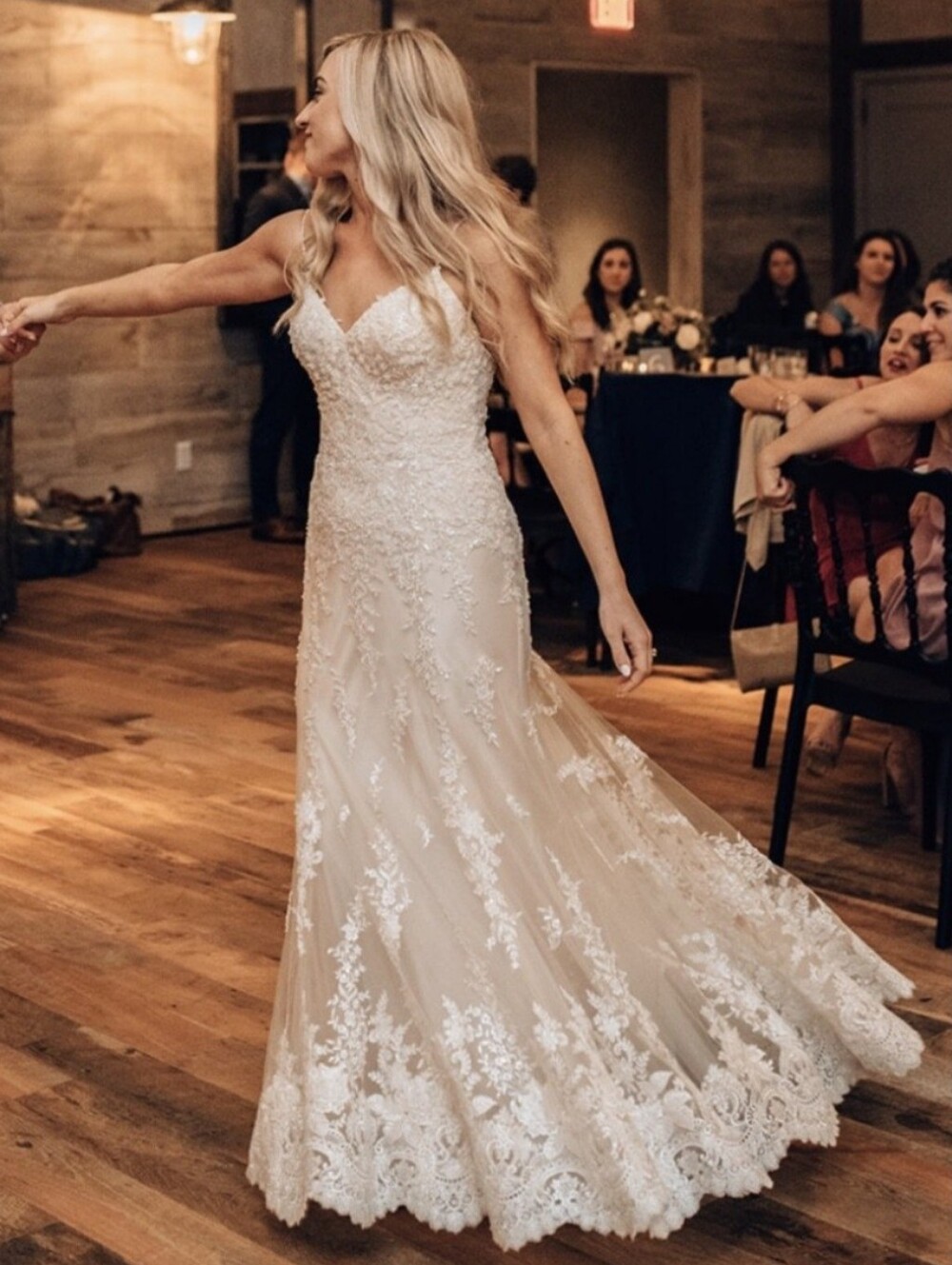 Gorgeous Beaded And Floral Applique Wedding Dress Size 8